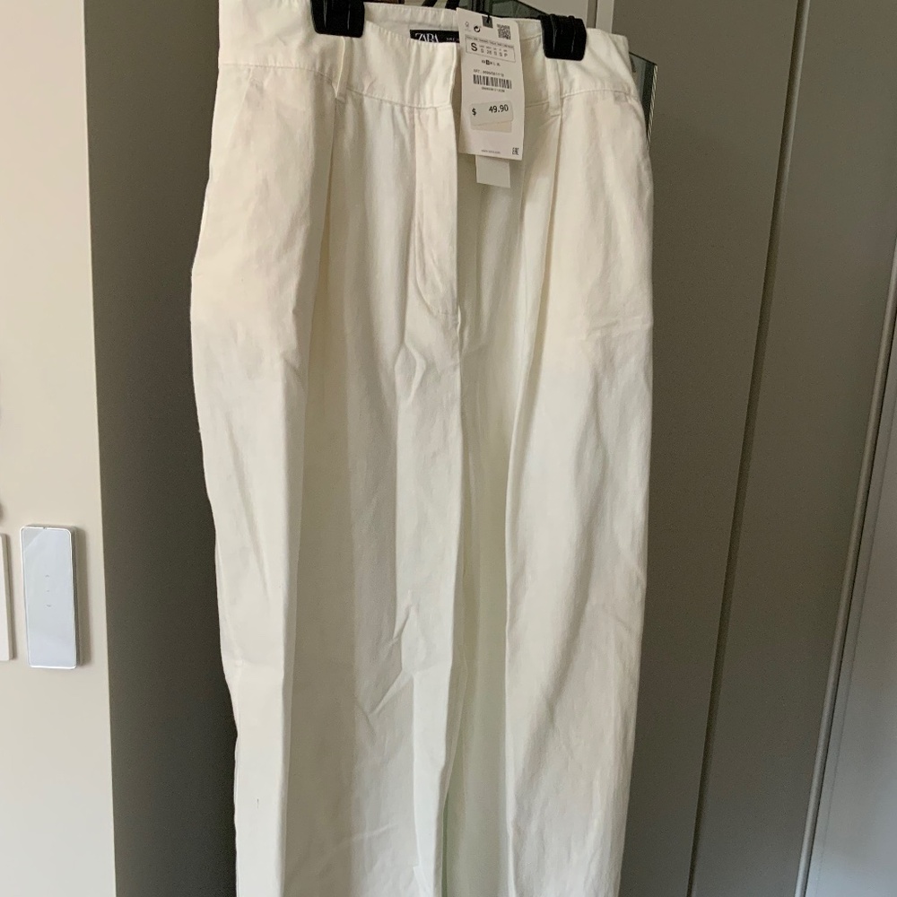Zara cotton white pants size s nwt $49